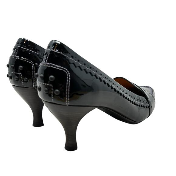 Tod's Pointed Toe Penny Loafer Pumps Heels Patent Leather Black Size US 9.5 - Picture 10 of 15